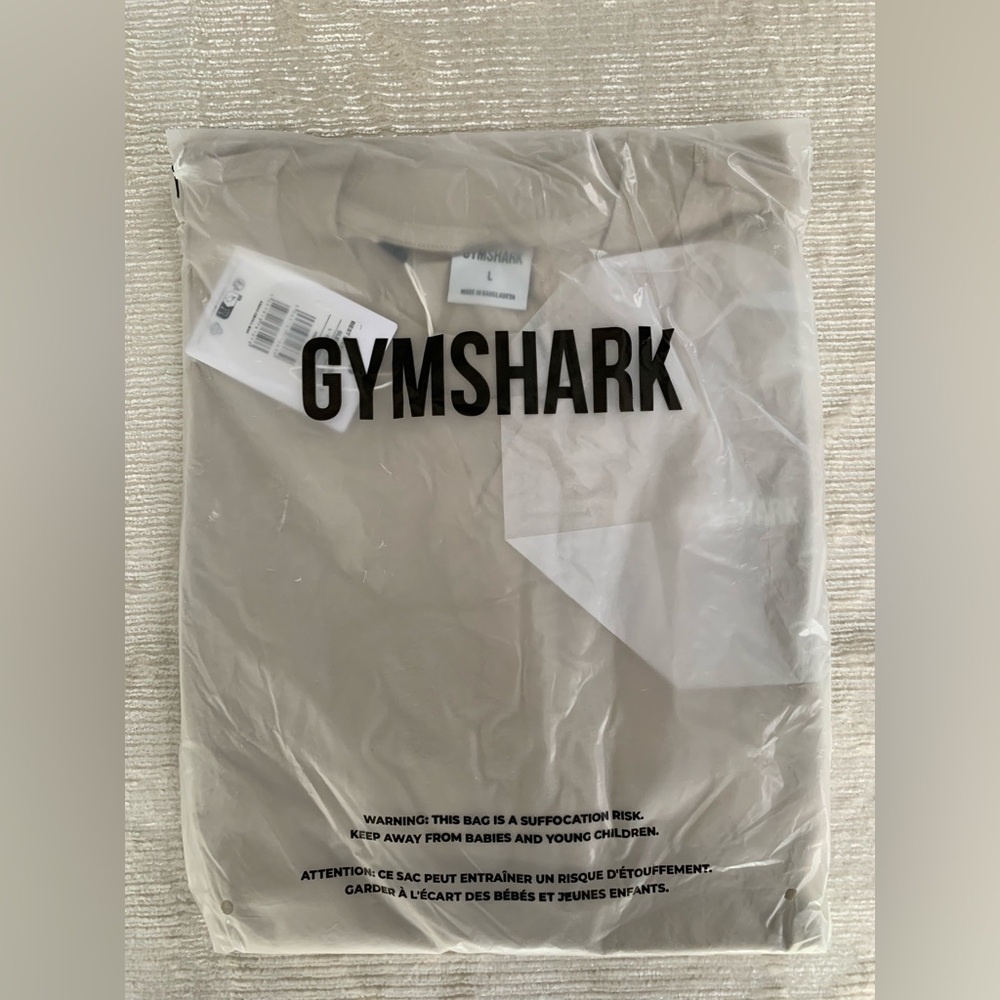 NEW Gymshark Men’s REST DAY SWEATS LONG SLEEVE T-SHIRT - Size LARGE Pebble Grey